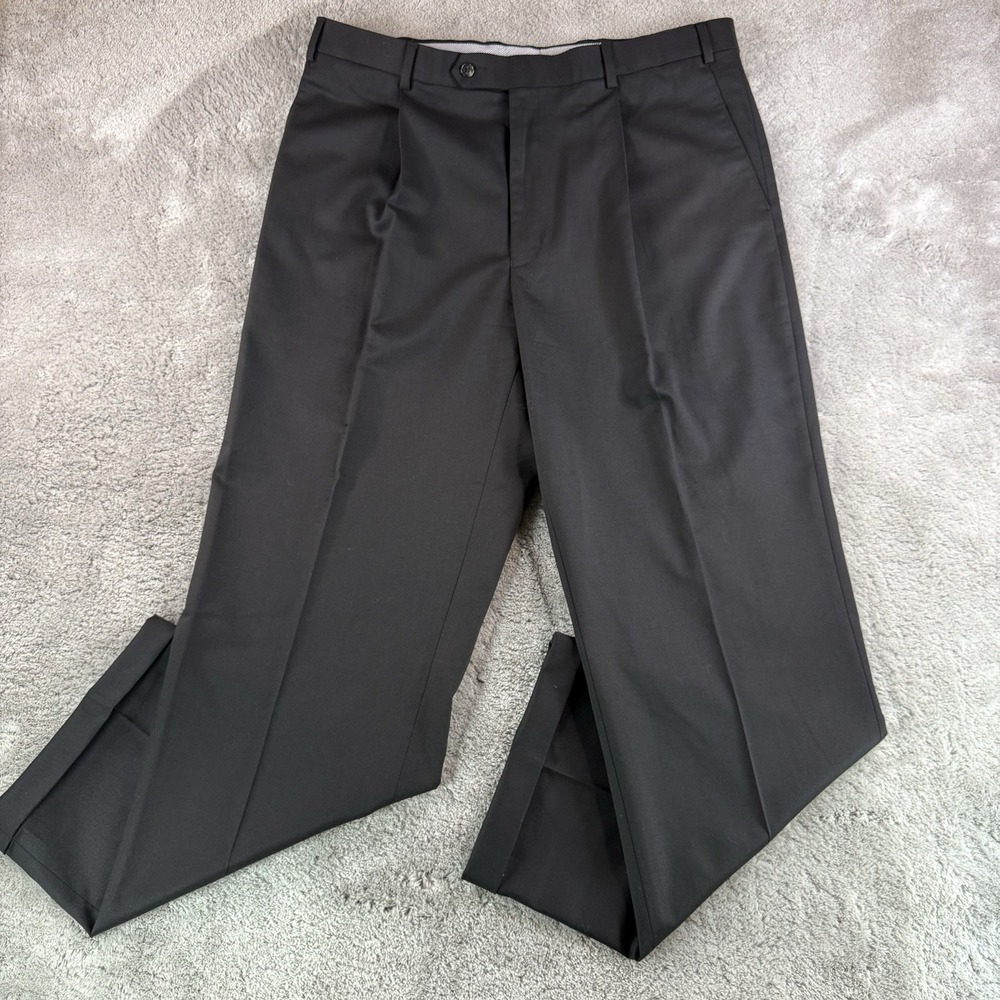 Hart Schaffner Marx 36L Wool Dress Pants Men's 36x30 Stretch Tailored Fit